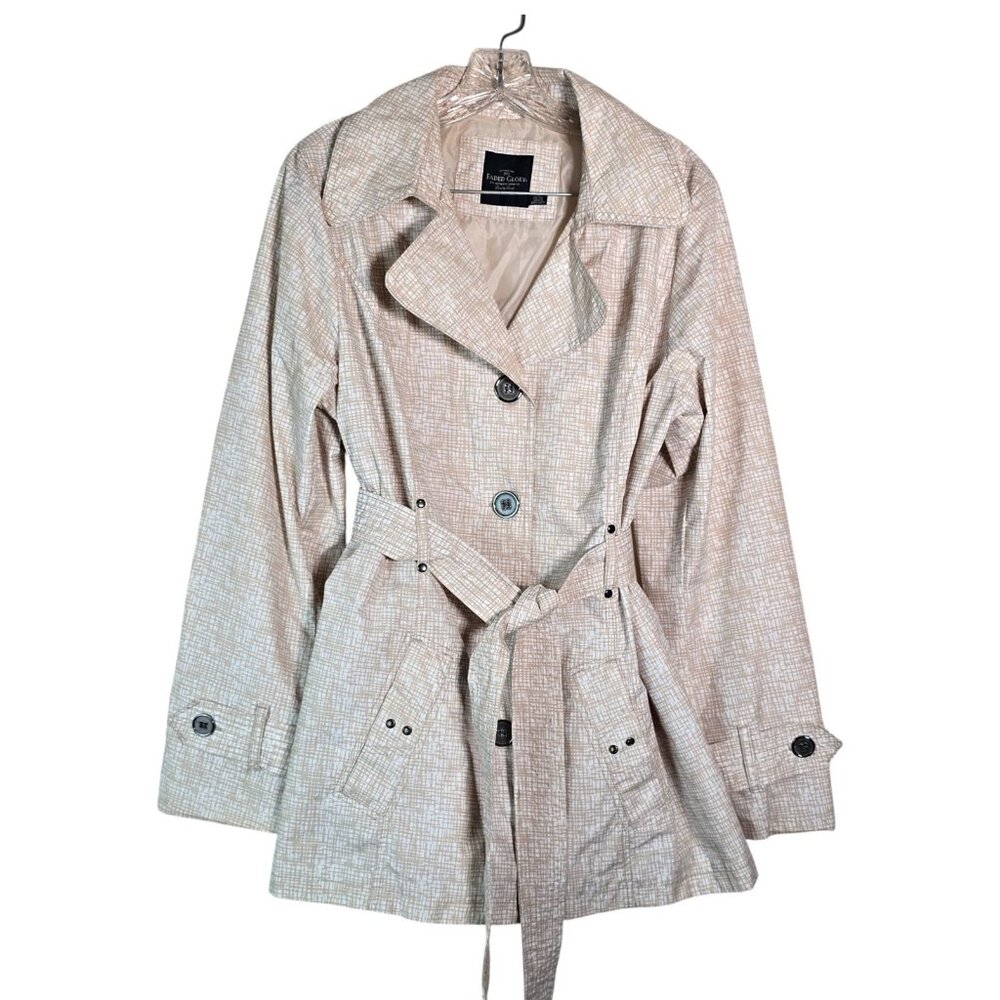 Faded Glory Lightweight Trench Style Jacket Womens Large Neutral Colors Belted